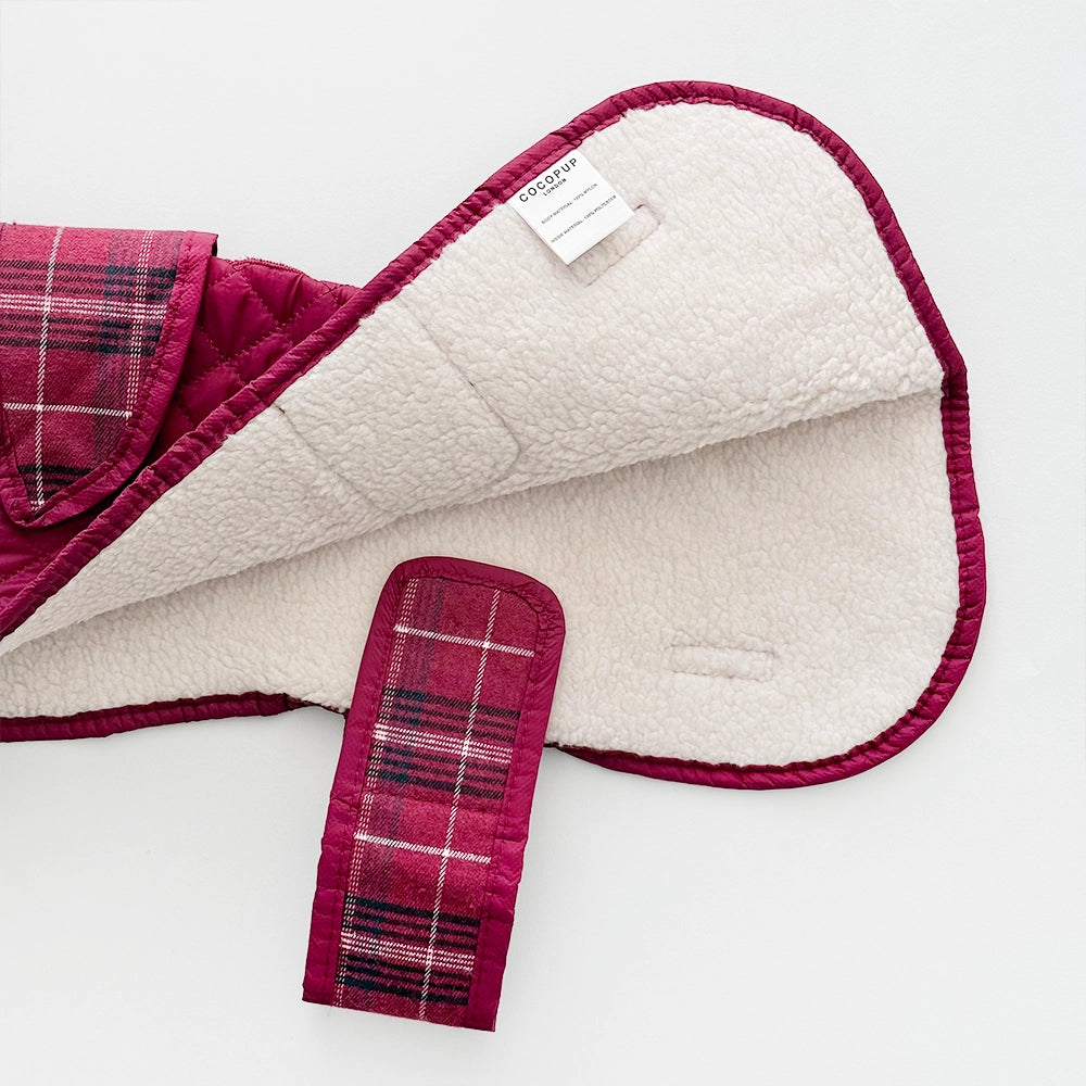 Cocopup Luxe Quilted Dog Coat - Mulberry Plaid