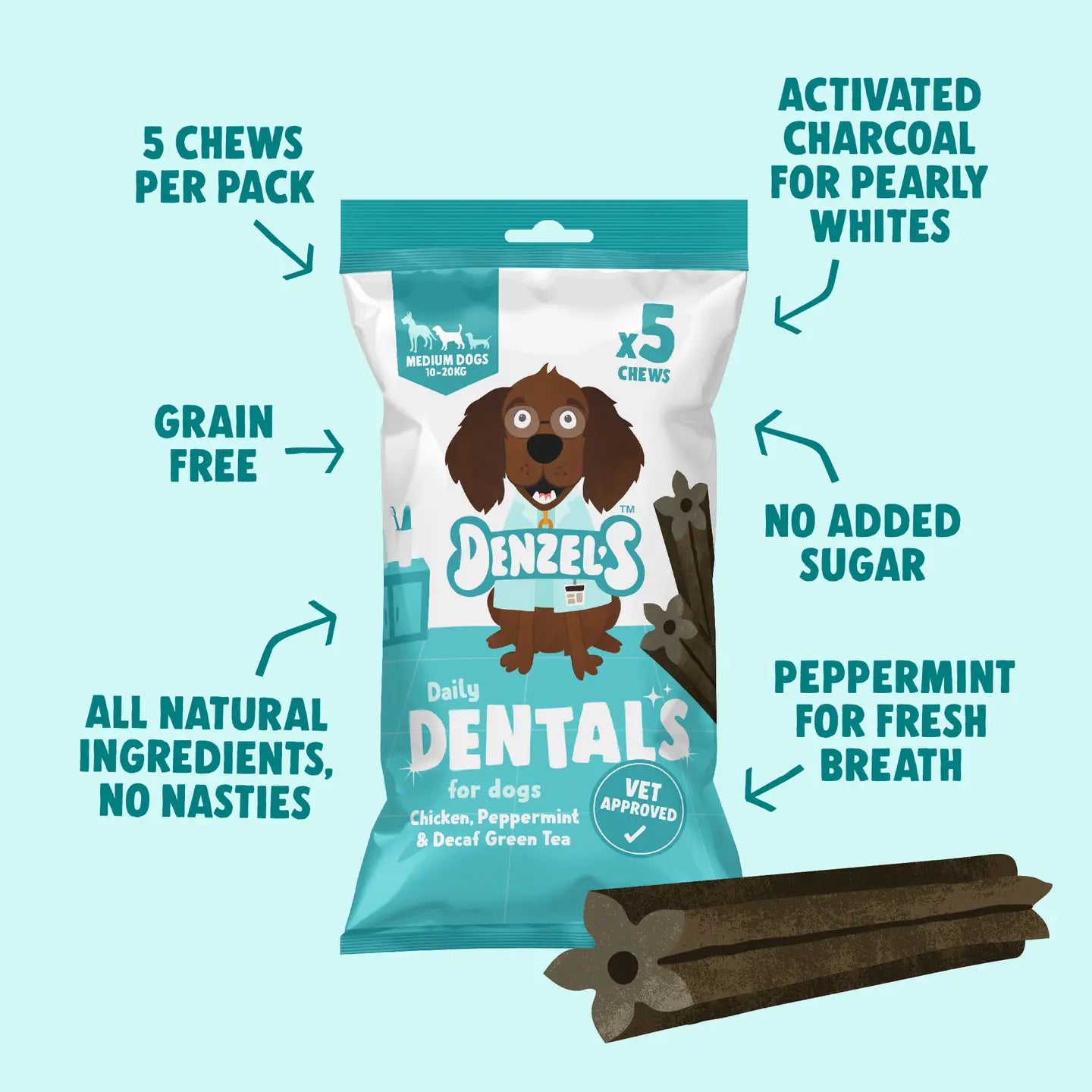 Denzel’s Daily Dentals for Medium Dogs: Chicken