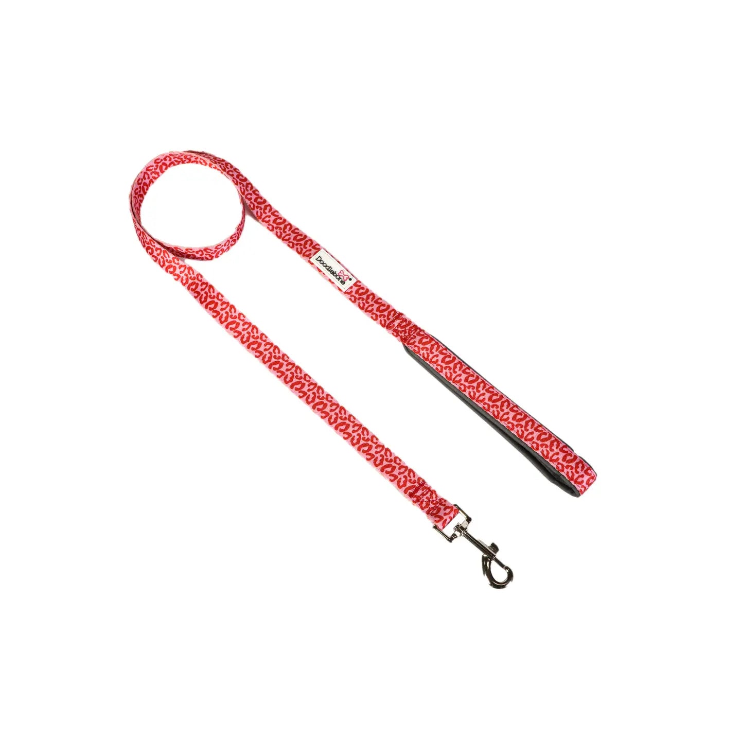 DoodleBone Red Leopard Padded Lead