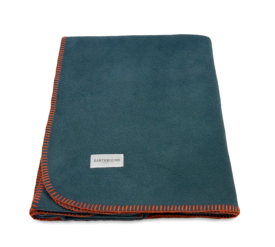 Earthbound Stitched Fleece Blanket - Aga Blue