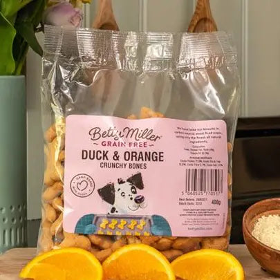 Betty Miller Grain-Free Duck & Orange Treats 400g