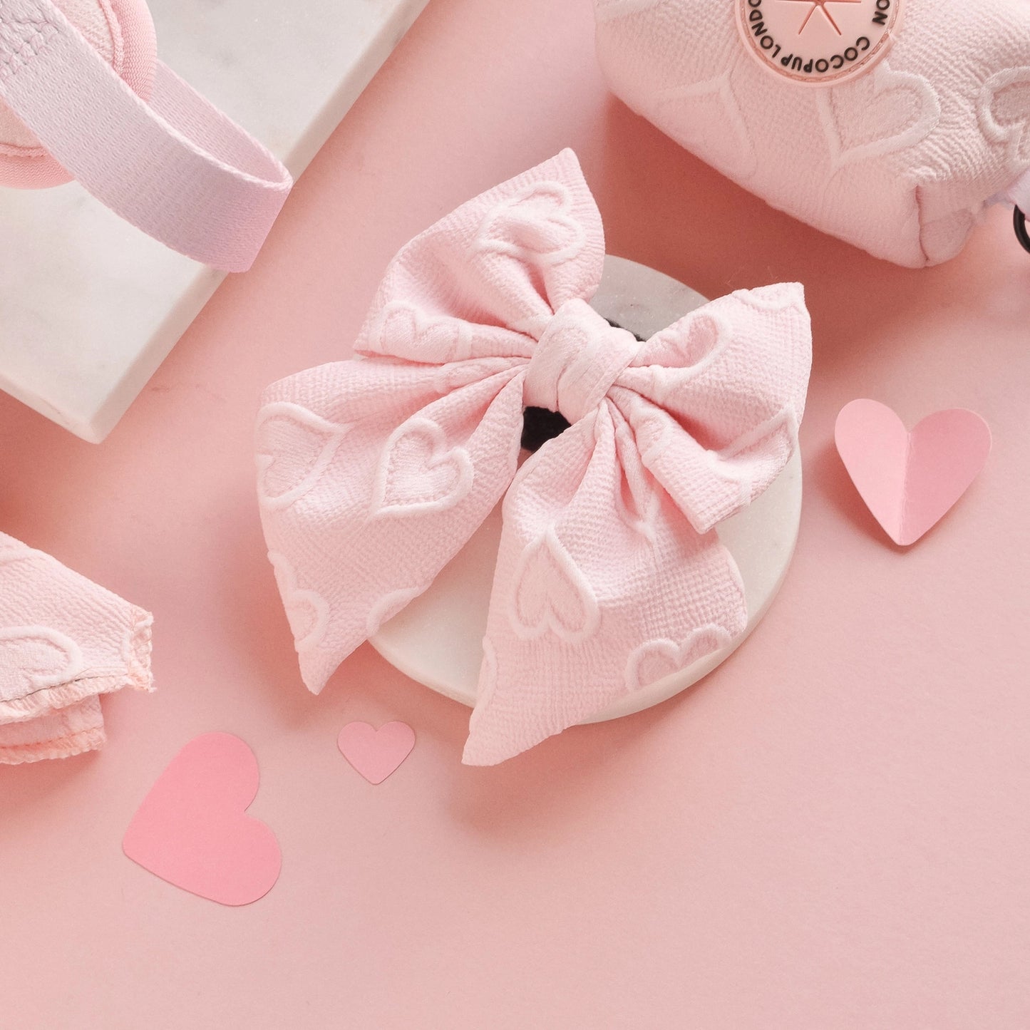 Cocopup - Luxe Sailor Bow Tie - Pink Heart