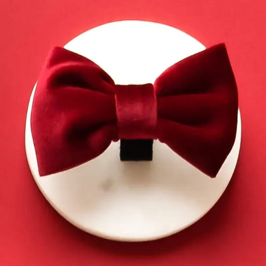 Cocopup Luxe Velvet Bow Tie - Berry Red