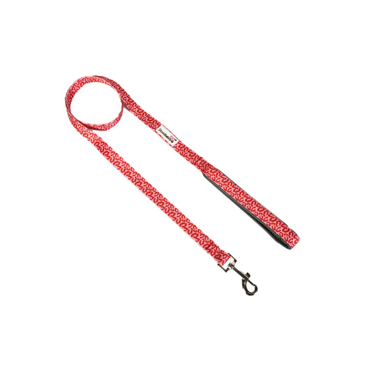 DoodleBone Red Leopard Padded Lead