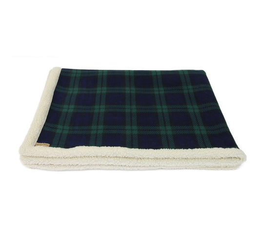 Large Black Watch Sherpa Blanket