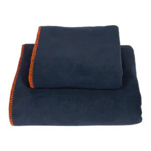 Navy Stitched Fleece Blanket