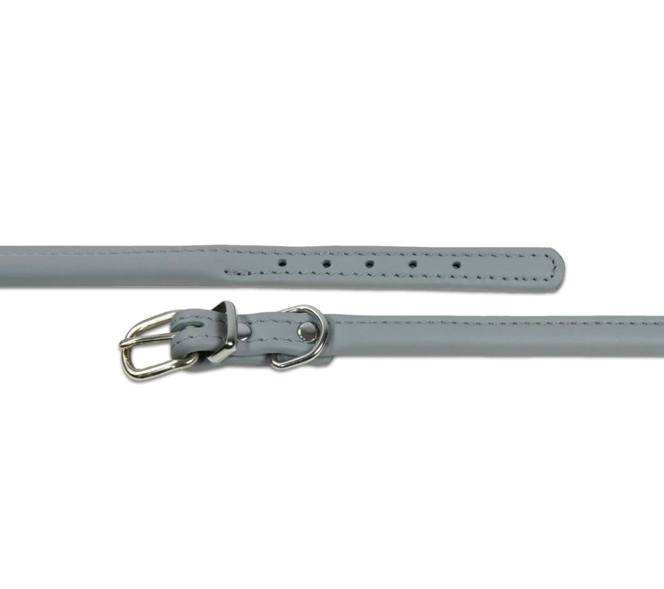 Grey Rolled Leather CollarEarthbound