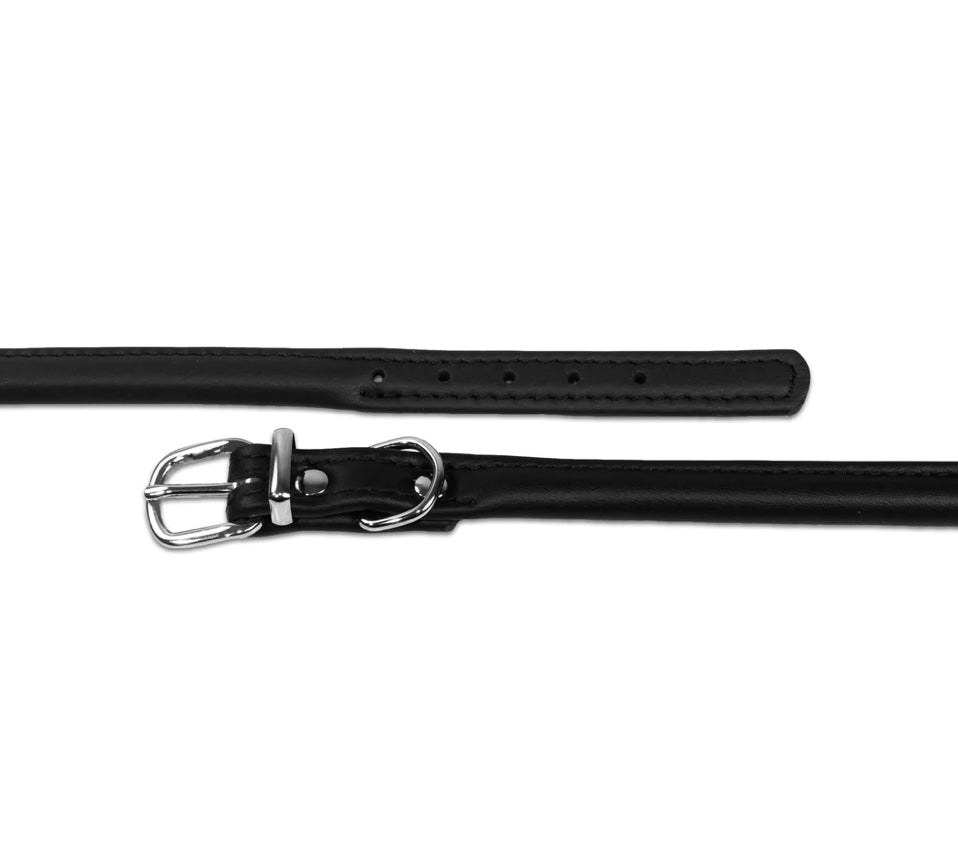 Black Rolled Leather CollarEarthbound