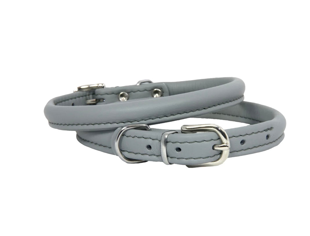 Grey Rolled Leather CollarEarthbound