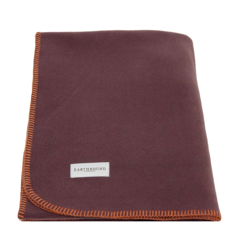 Earthbound Stitched Fleece Blanket - Dusty Mulberry