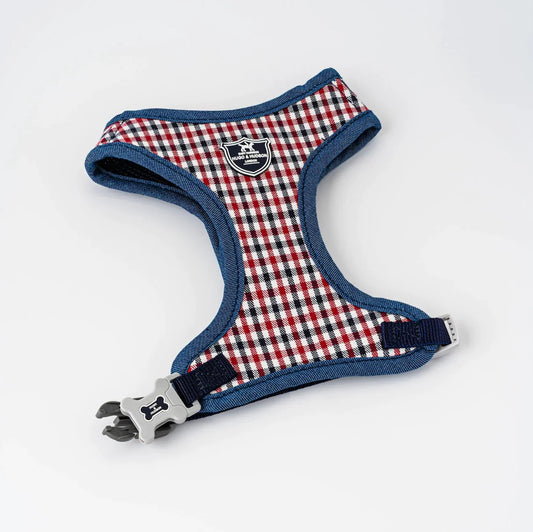 Navy and Red Checked Harness