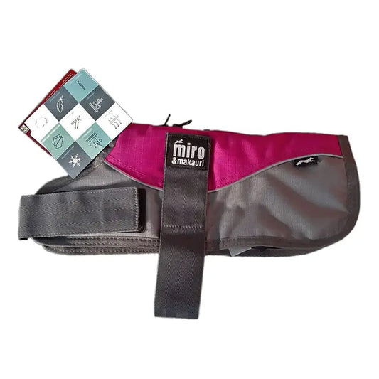 Raspberry & Grey Winter Dog Coat