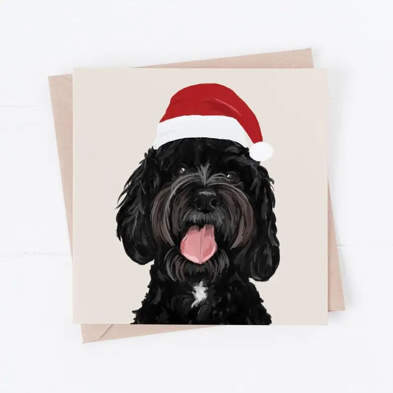 Black Cockapoo Christmas Card
